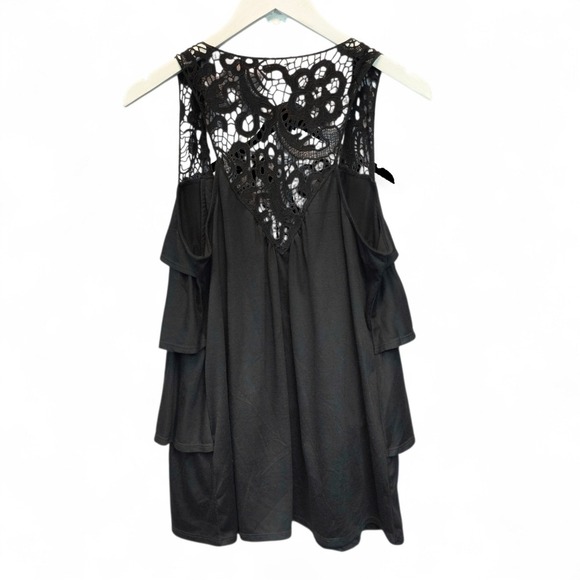 Carolyn Taylor Black Lace Tiered Cardi Vest Size Medium - NEW - Picture 2 of 6